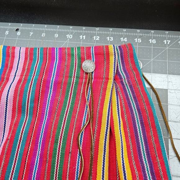 Vtg Central Falls 80s Wrap Skirt Women Size 10 Red Stripped Boho Southwestern - Picture 11 of 11